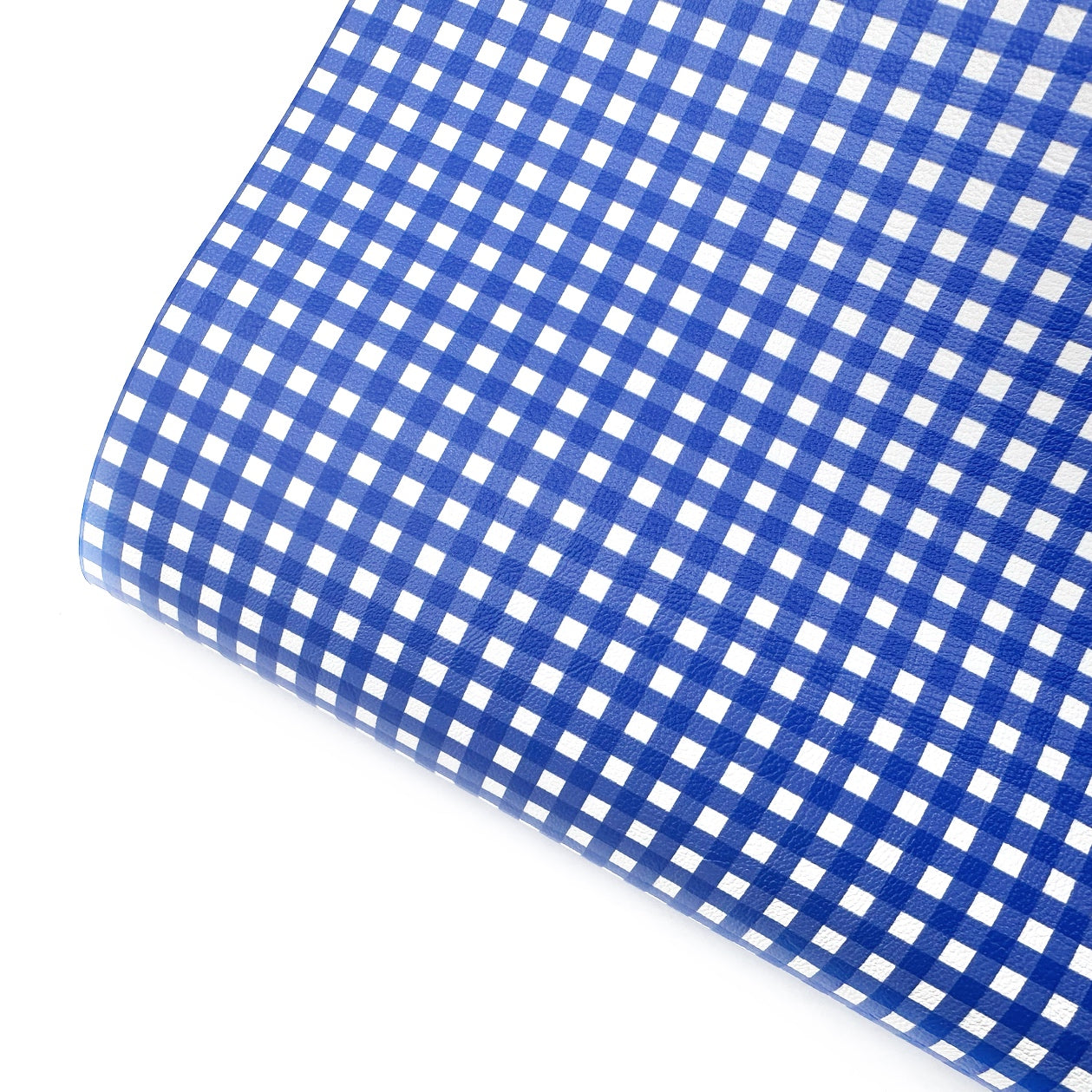 Royal Blue Gingham Standard Premium Faux Leather Fabric Sheets