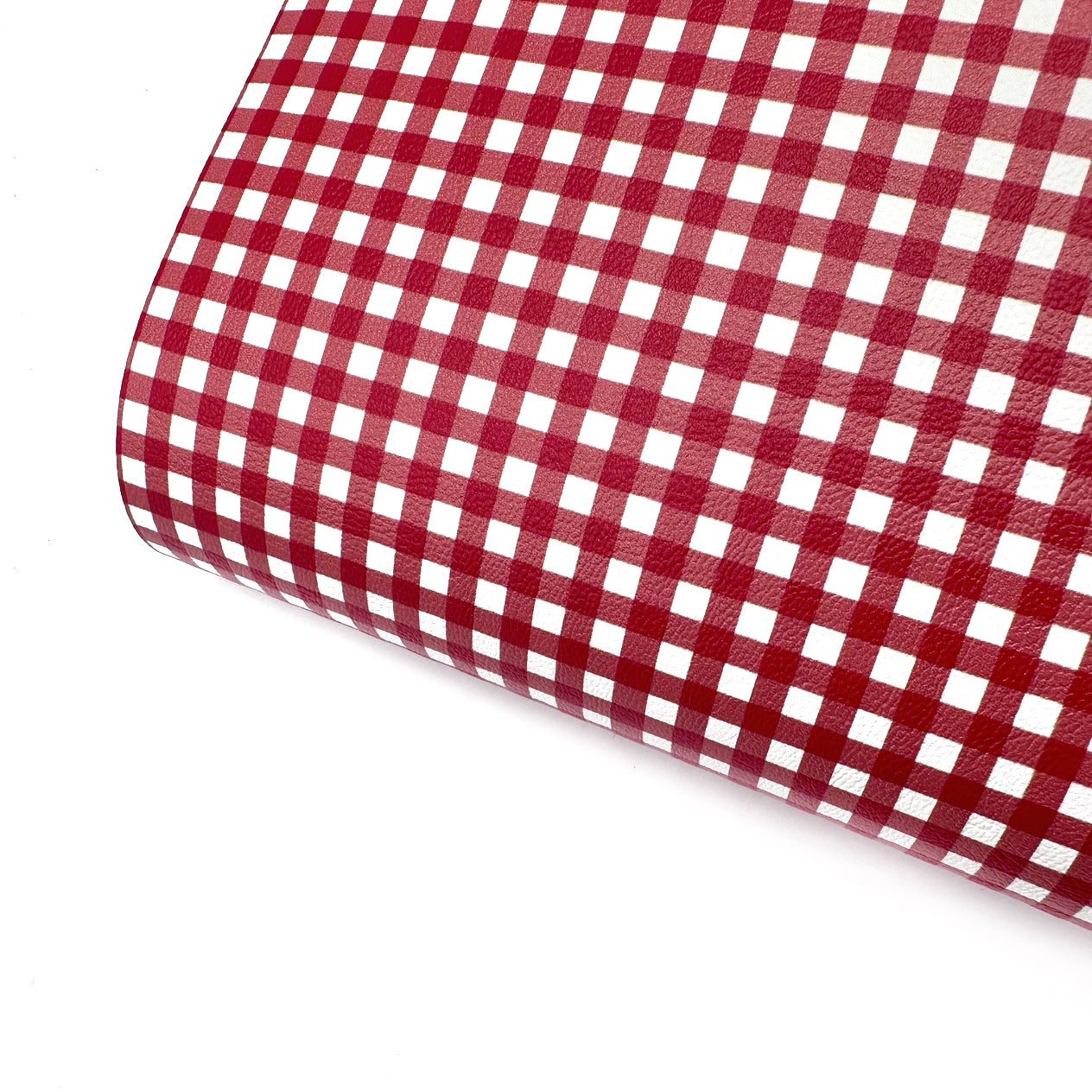 Red Gingham Standard Premium Faux Leather Fabric Sheets