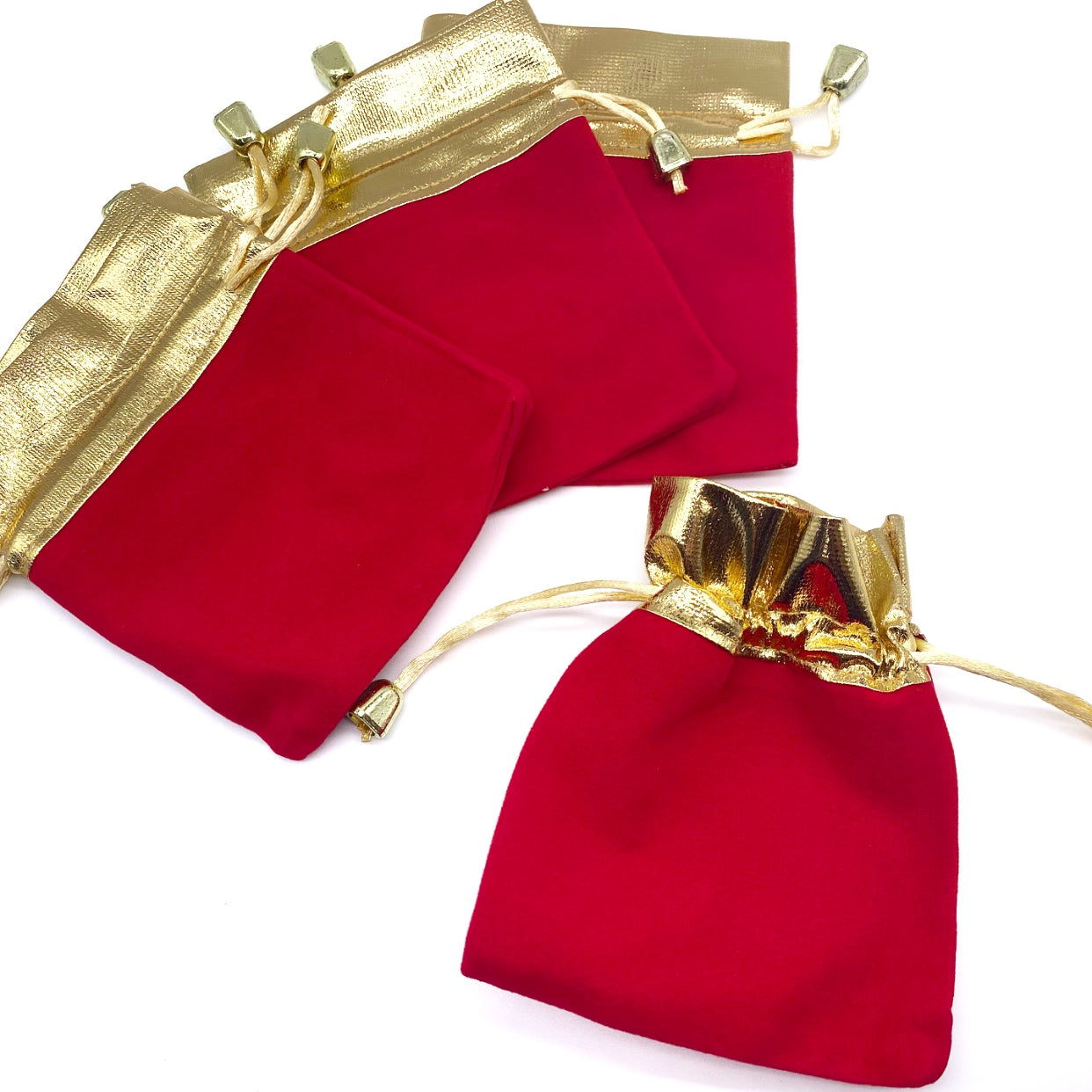 Luxury Special Edition Gold & Red Velvet Drawstring Gift Bag/Pouch