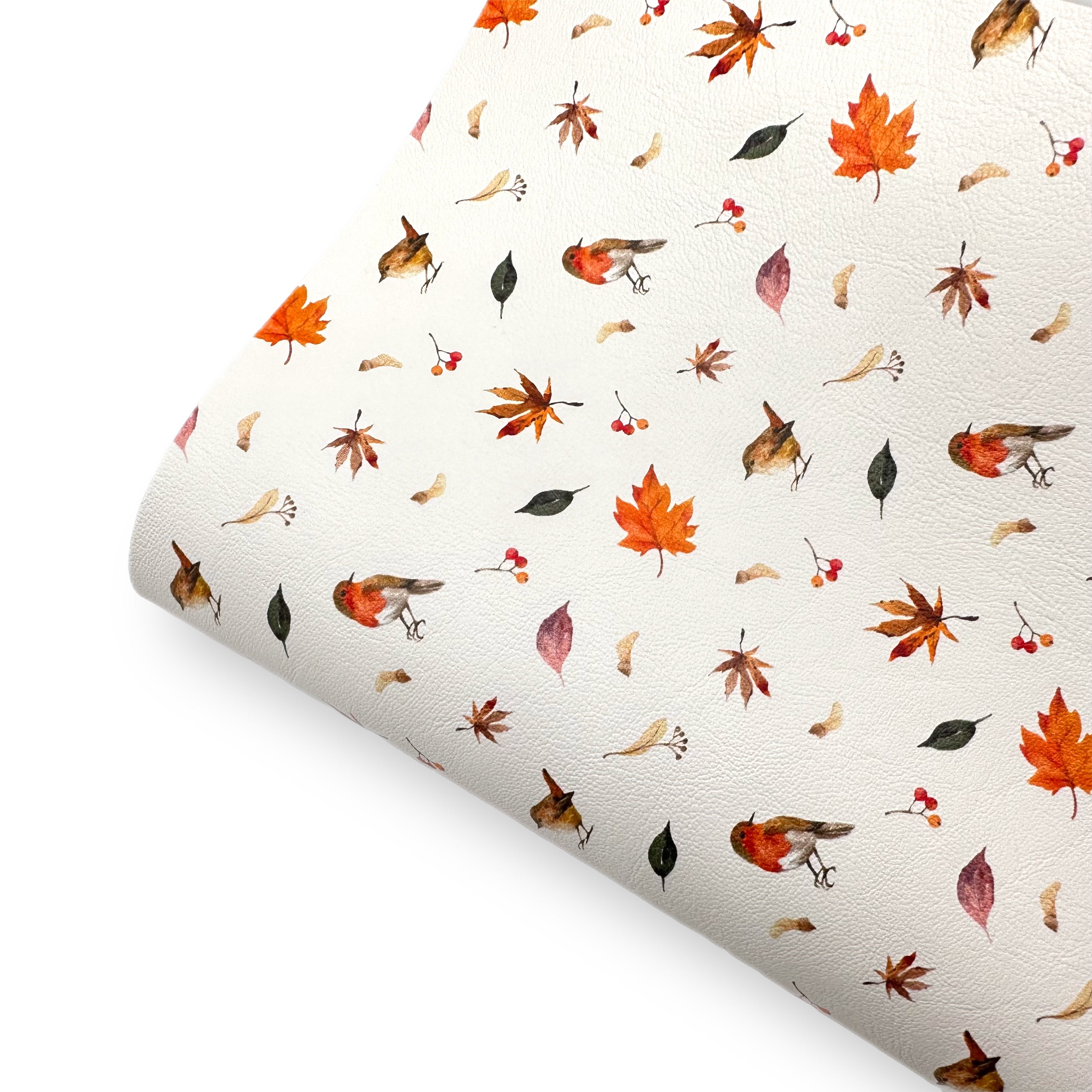 Autumn Robins Premium Faux Leather Fabric Sheets