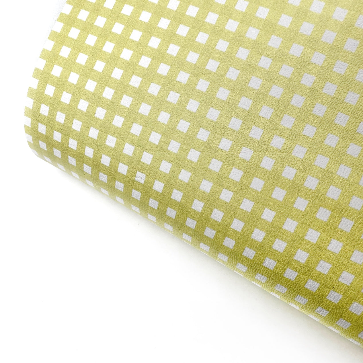 Lemon Gingham Standard Premium Faux Leather Fabric Sheets