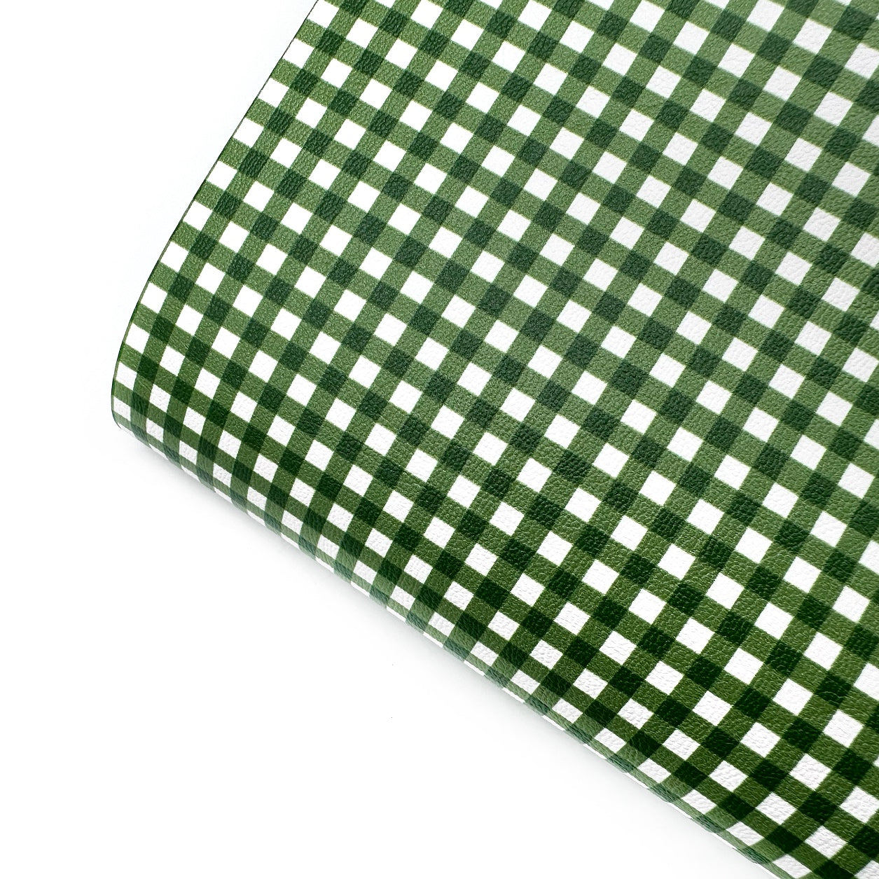 Forest Green Gingham Standard Premium Faux Leather Fabric Sheets