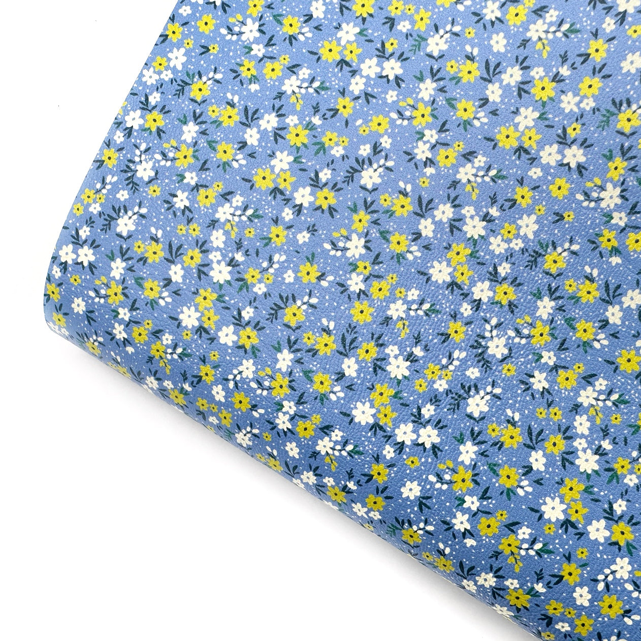 Ditsy Floral Bella Blue Premium Faux Leather Fabric Sheets