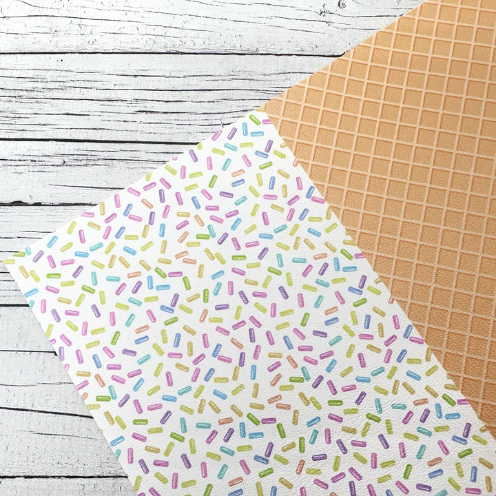 Ice Cream Sprinkles Faux Leather Fabric Sheets