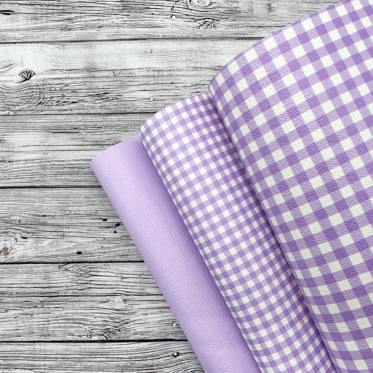 Lilac Gingham Core Faux Leather Trio