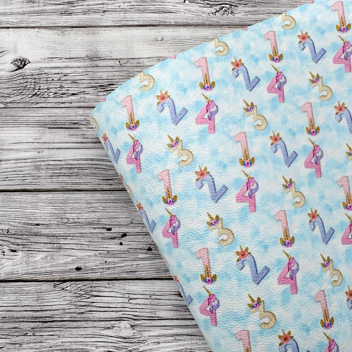 Unicorn Numbers Premium Faux Leather Fabric Sheets