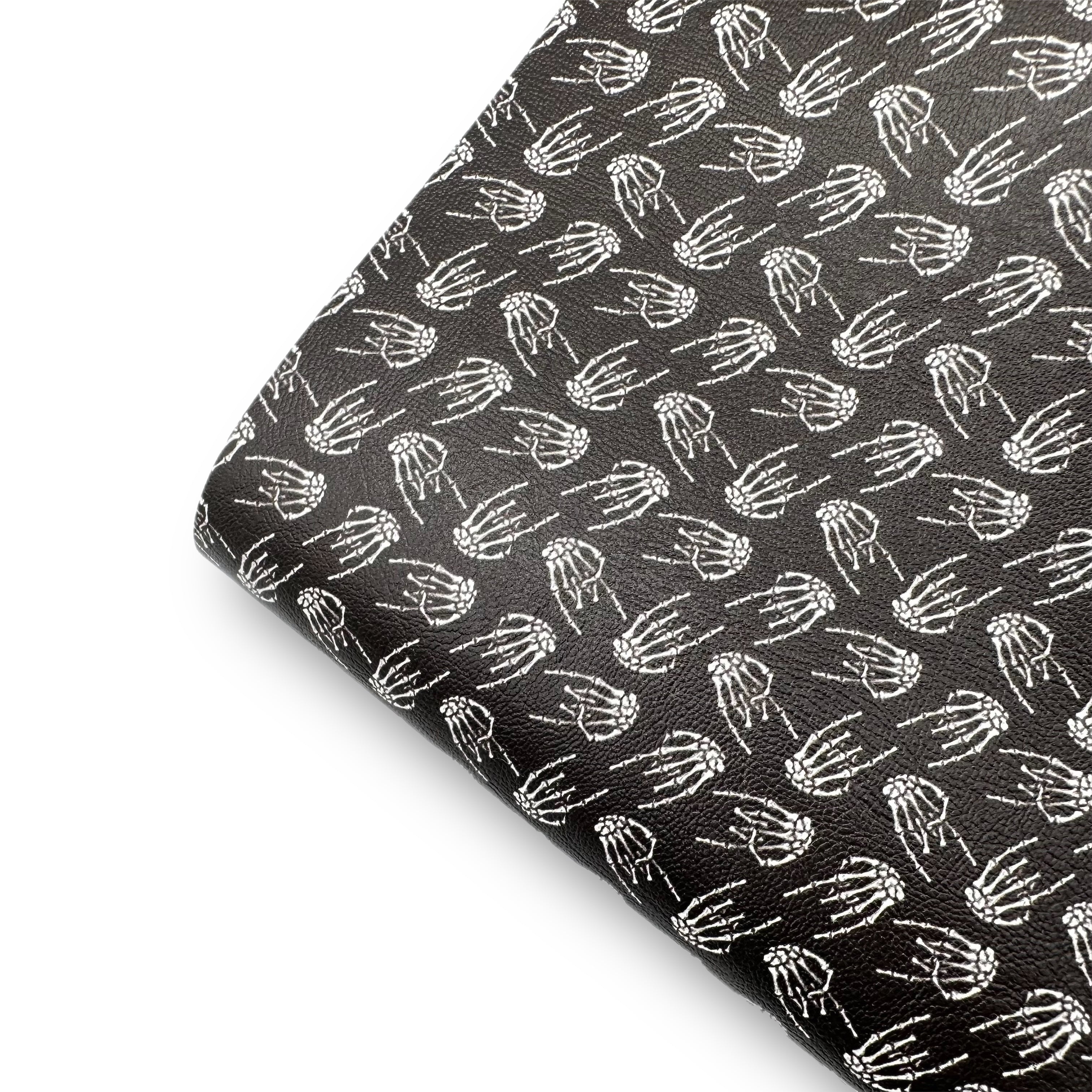 Skeleton Hands Premium Faux Leather Fabric Sheets
