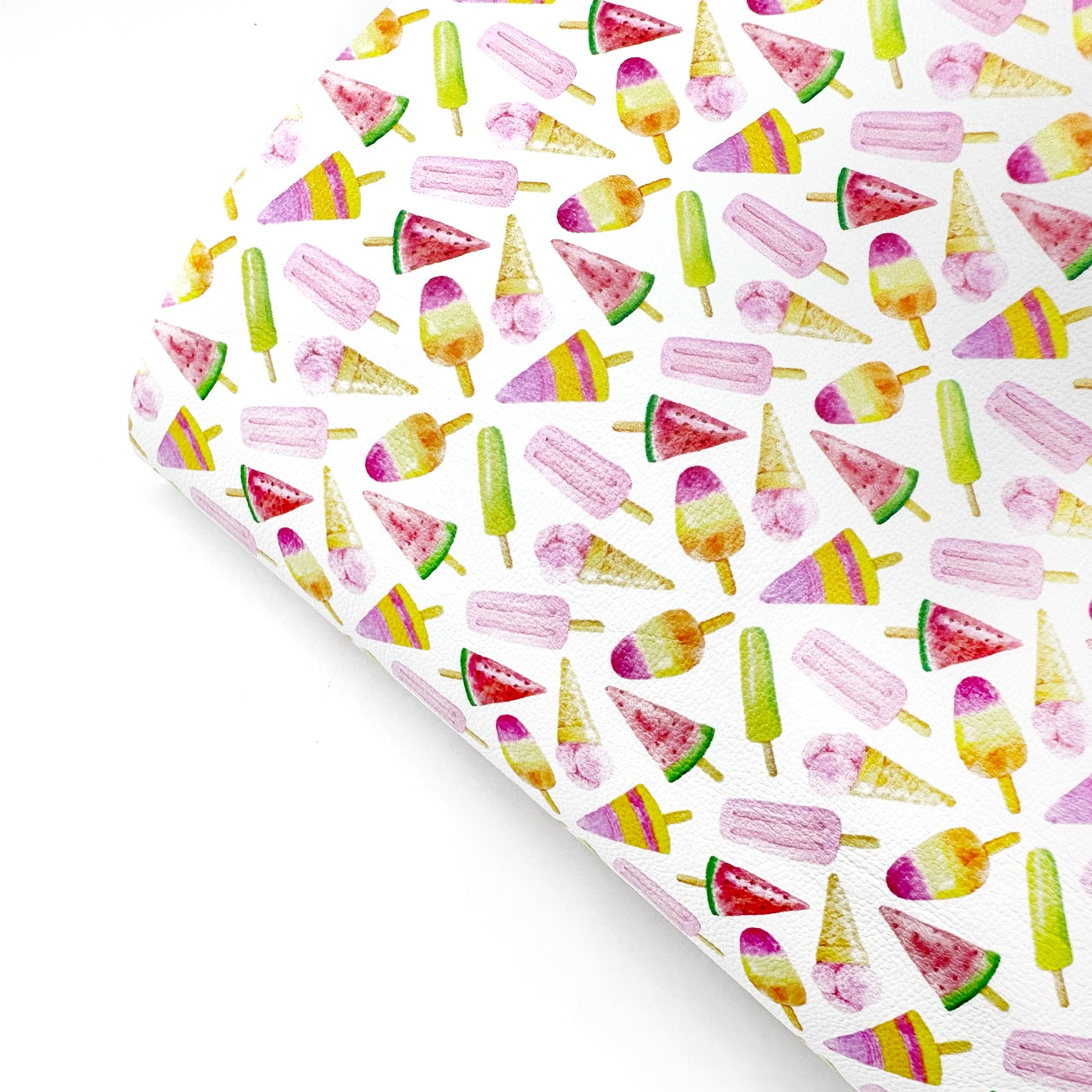 Fruity Lolly Ice Premium Faux Leather Fabric Sheets