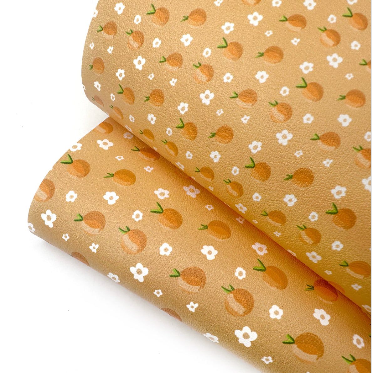 Exclusive Oranges & Daisies Premium Faux Leather Fabric Sheets
