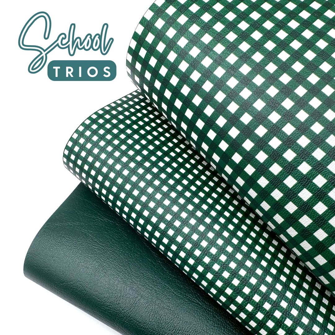 Bottle Green Gingham Core Faux Leather Trio