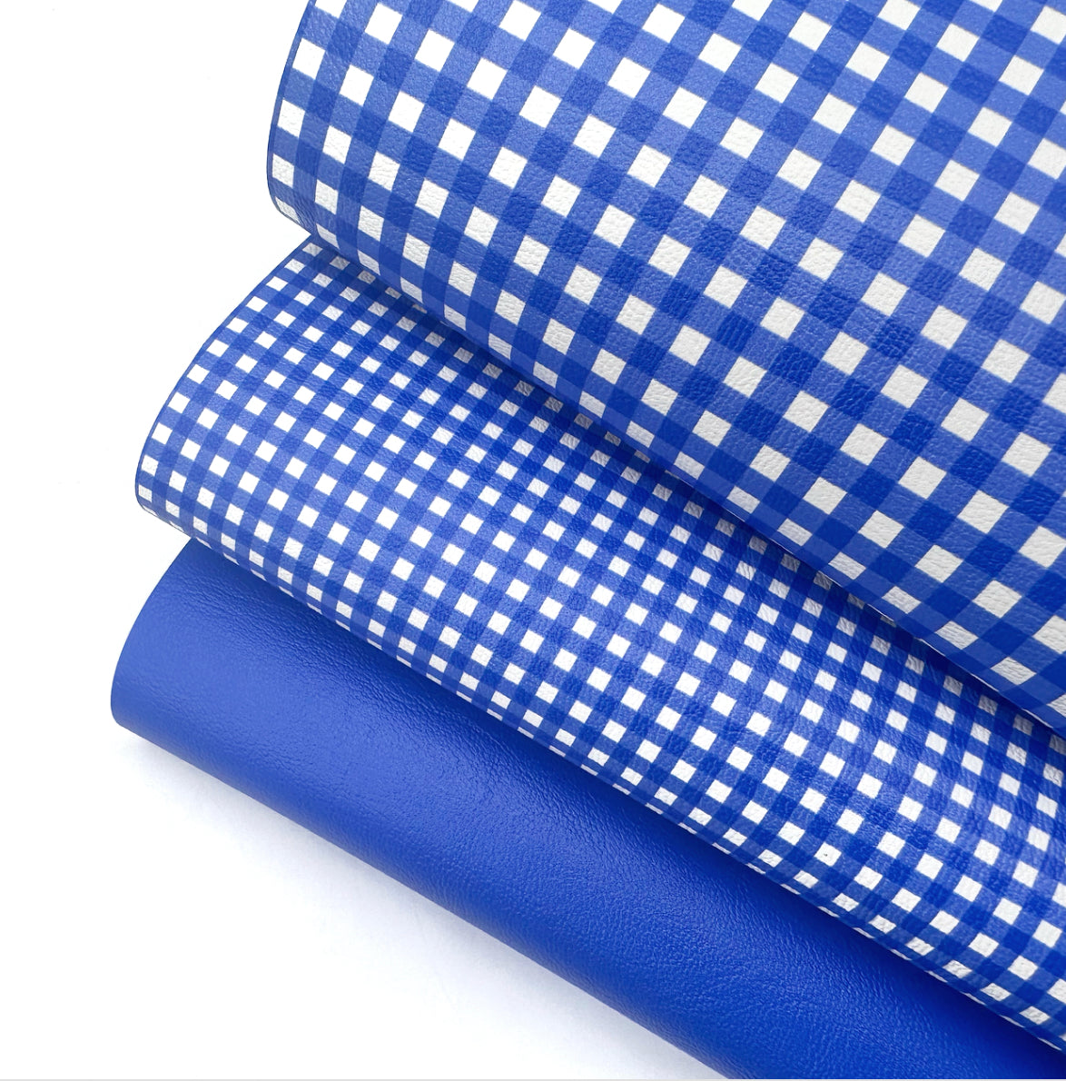 Royal Blue Gingham Core Faux Leather Trio