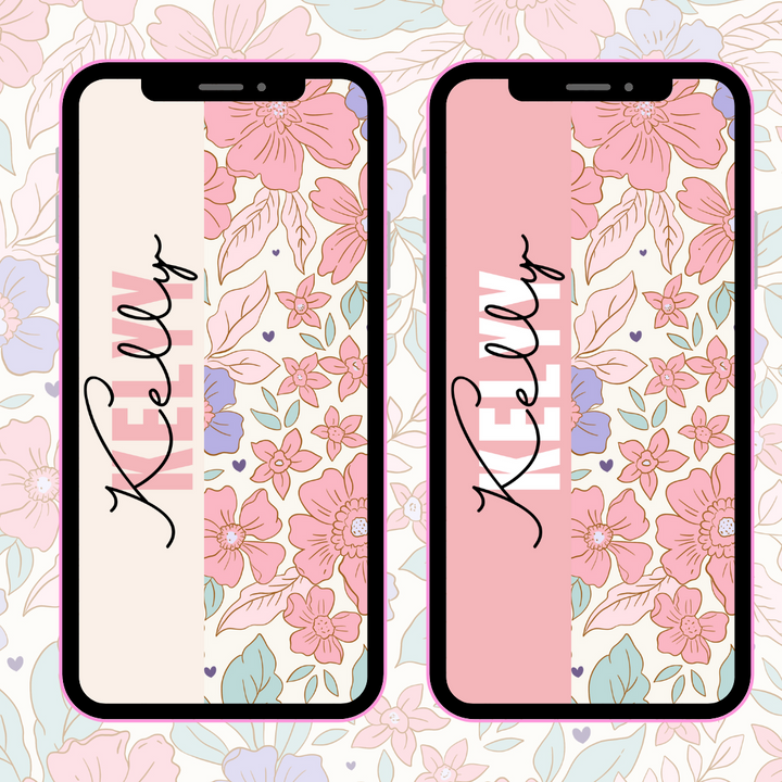 Ditsy Florals Personalised Phone Wallpaper- Set of 6