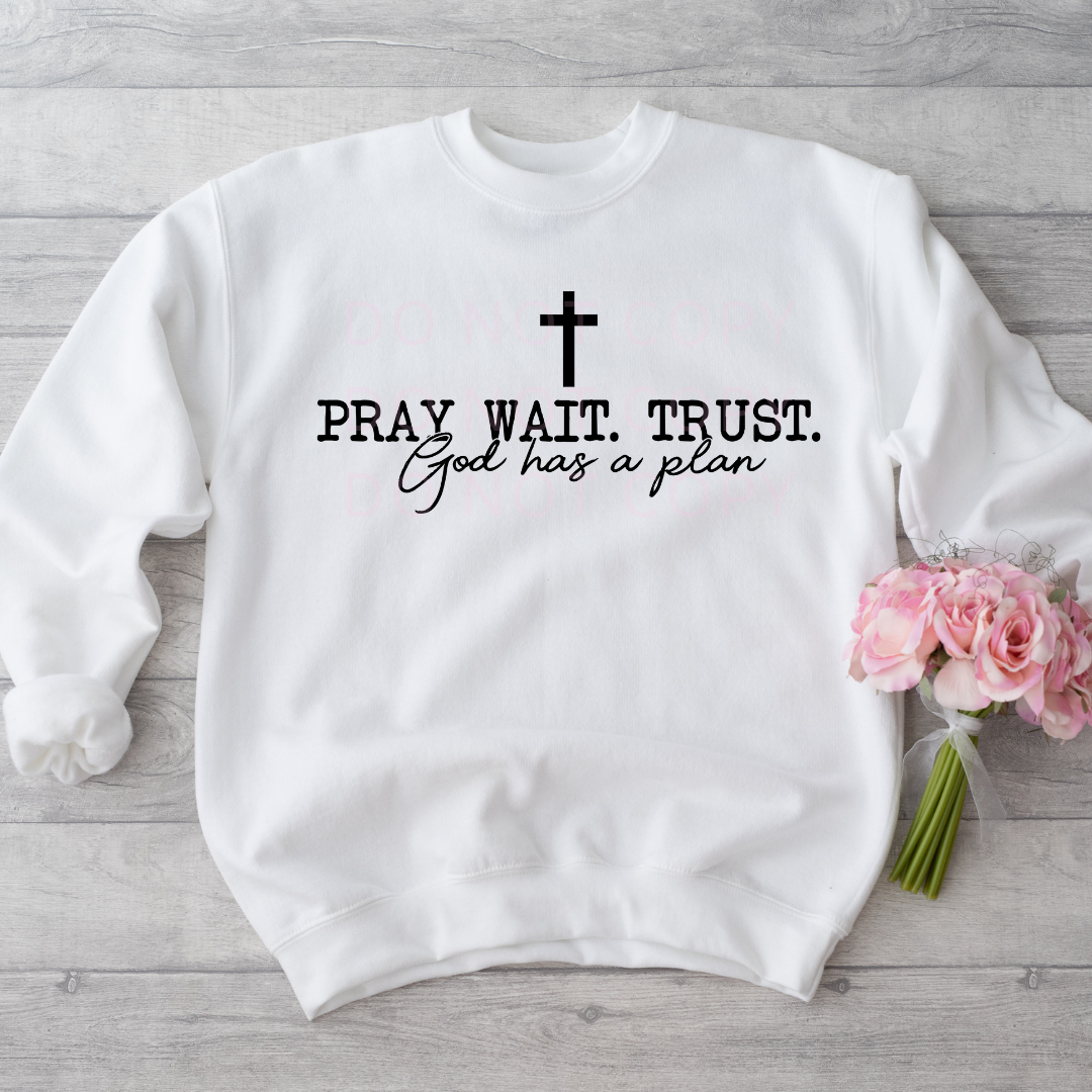 Pray, Wait, Trust..God has a Plan! DTF Full Colour Transfers