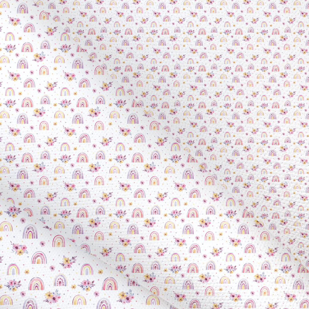 Pretty Petal Rainbows Canvas Lux Premium Printed Fabric- 3 Sizes