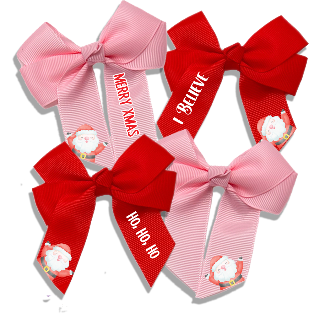 MINI CUTE SANTA BOW DTF FULL COLOUR TRANSFERS