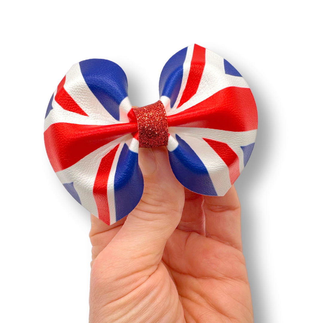 Union Jack Faux Leather Mega Bow Strips