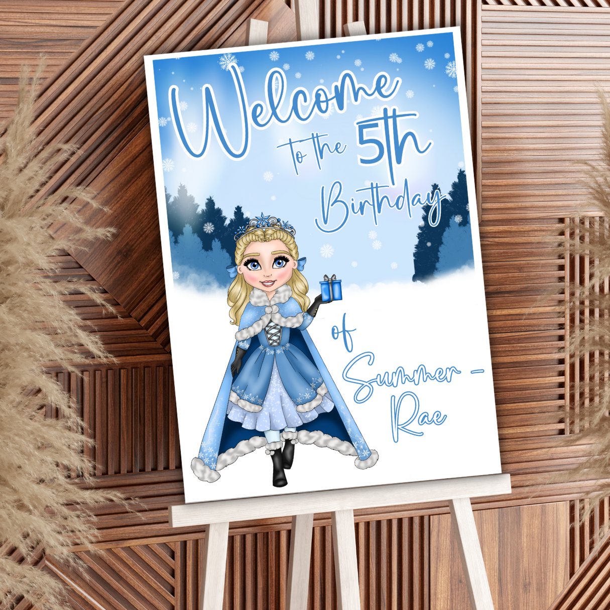 Winter Snow princess A3 Birthday Party Board Sign