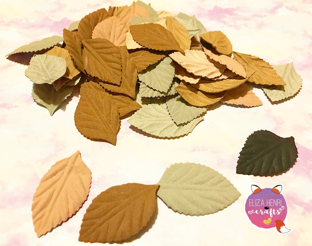 Luxury Fabric Leaves- 5pk - Eliza Henri Craft Supply