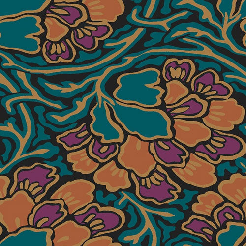 Dianthus Dreams - Orange -Hesketh House Liberty Cotton Fabric 04775649Z