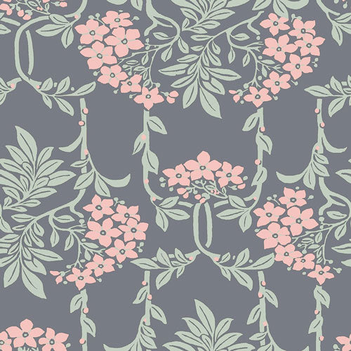Nouveau Mayflower - Pink -Hesketh House Liberty Cotton Fabric 04775654Y