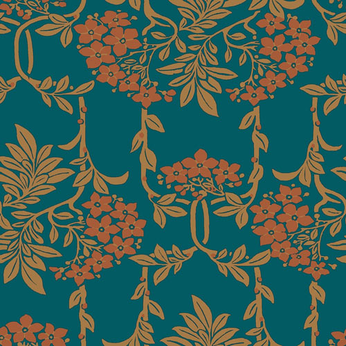 Nouveau Mayflower - Orange -Hesketh House Liberty Fabric Felt 04775654Z