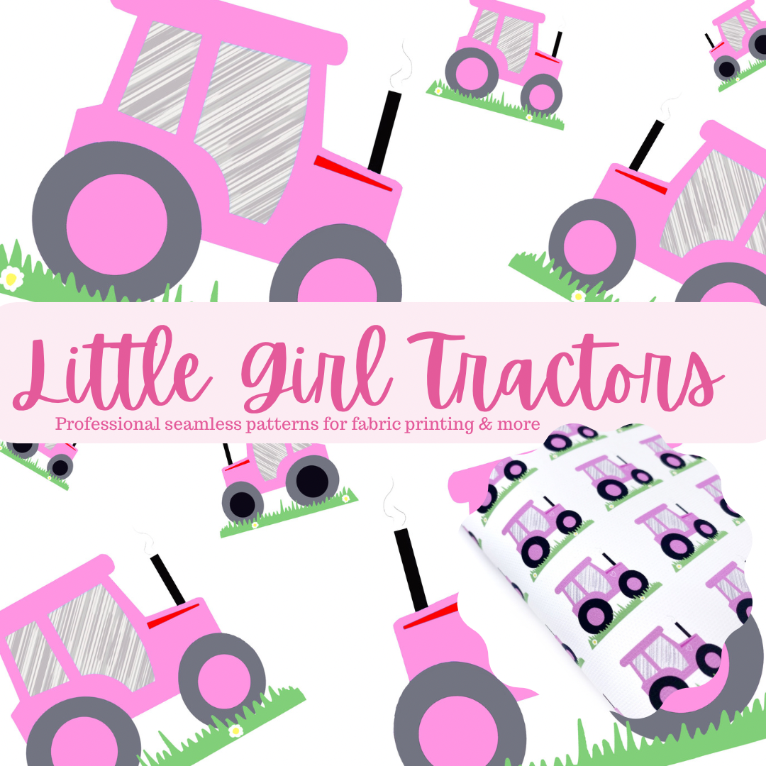 Little Girly Tractors Seamless Pattern