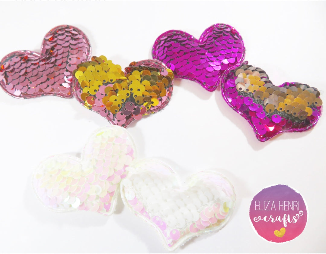 Reversible Sequin Heart Embellishments