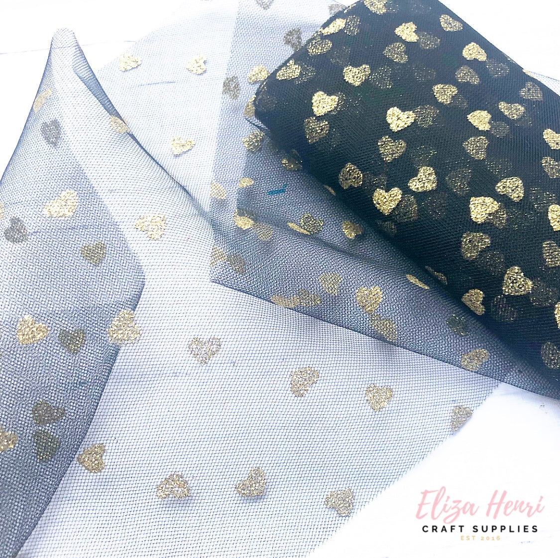 Luxury Sweet Heart Glitter Tulle Fabric