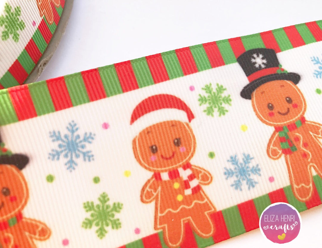 Mr & Mrs Gingerbread Grosgrain Ribbon 25mm, 38mm, 50mm. - Eliza Henri Craft Supply