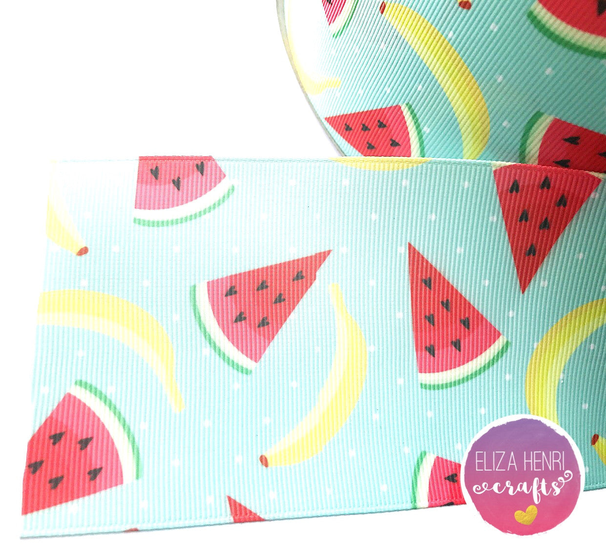 Water Melons & Bannana Mix Grosgrain Ribbon 2'' or 3'' - Eliza Henri Craft Supply