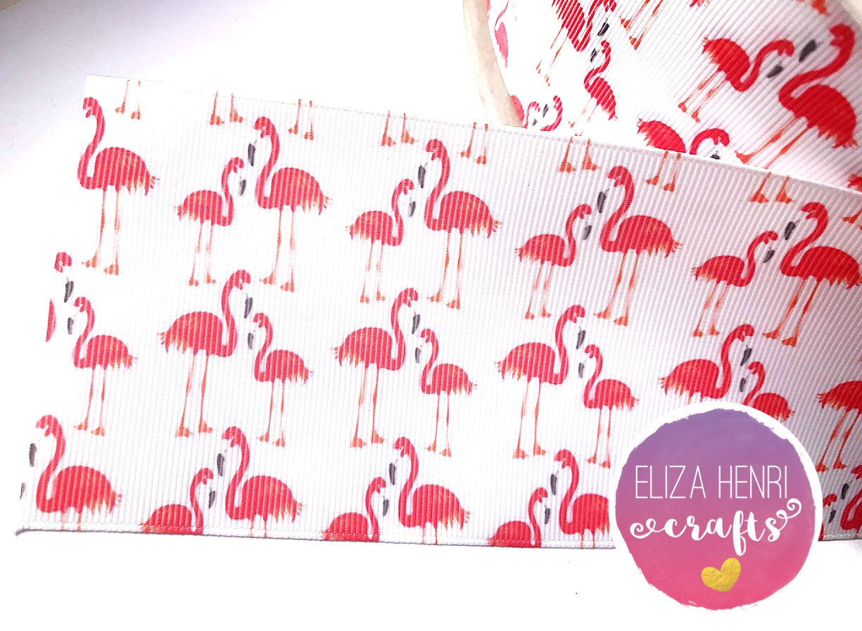 White Flamingo Grosgrain Ribbon 2'' or 3'' - Eliza Henri Craft Supply