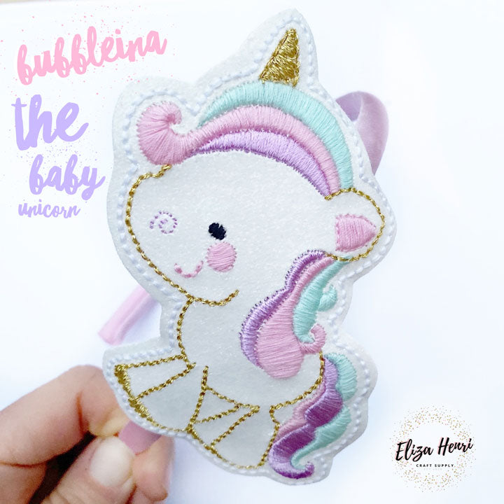 Bubbleina the Baby Unicorn Glittery Headband Slider Felties-