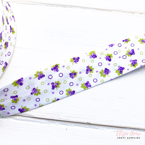 Grape Print Bias Binding 25 mm