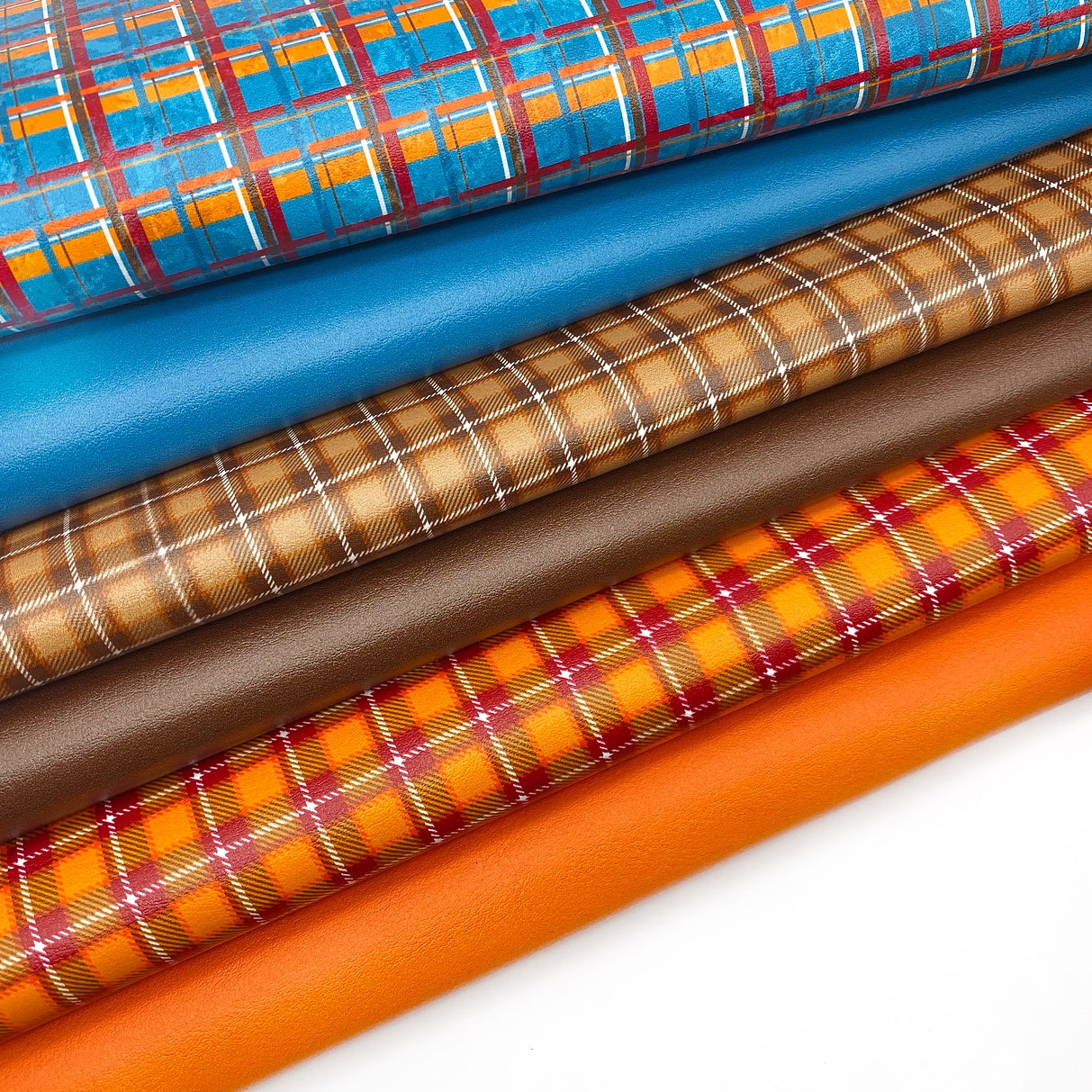 Autumn Tartans Premium Faux Leather Fabric Sheet Set