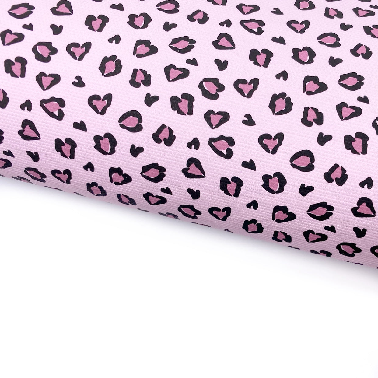 Pink Love Heart Leopard Lux Premium Printed Bow Fabrics