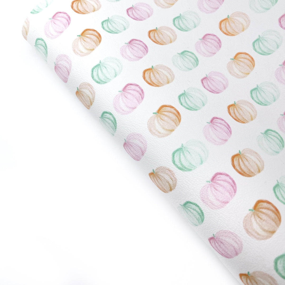 Pastel Pumpkins Premium Faux Leather Fabric Sheets