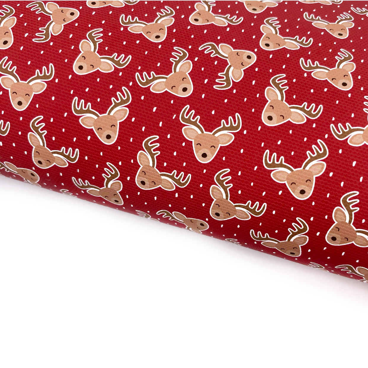 True Red Christmas Reindeers Lux Premium Canvas Bow Fabrics