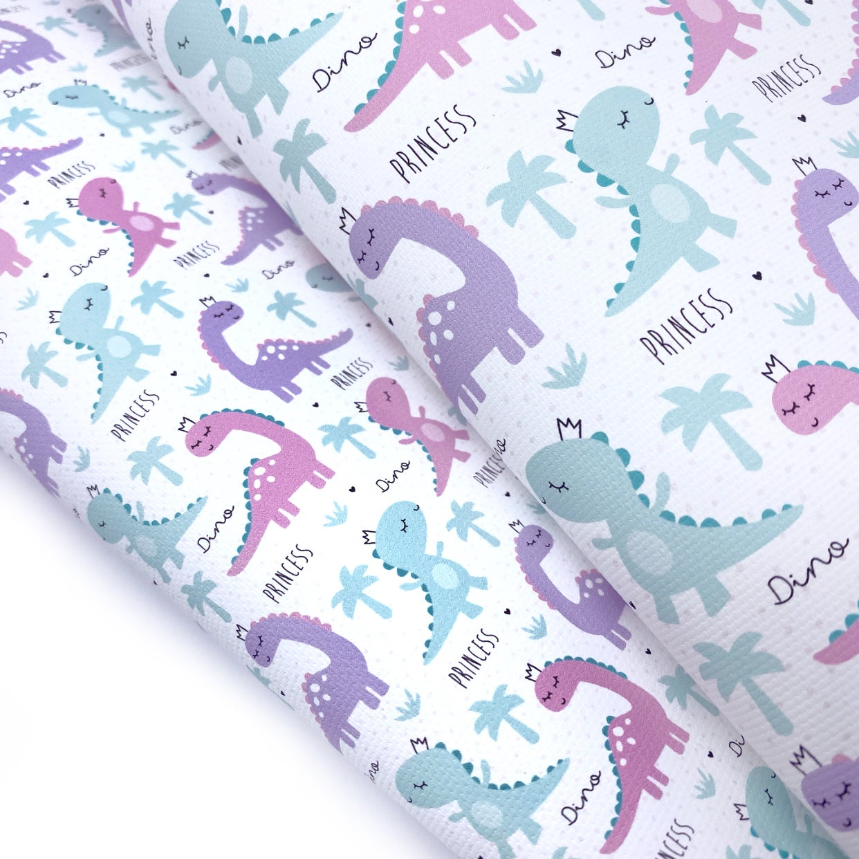 Dino Princess Smaller Print Lux Premium Canvas Bow Fabrics