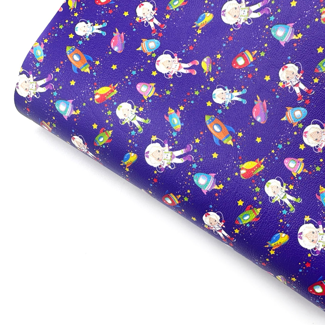 Space Mission Success Premium Faux Leather Fabric Sheets