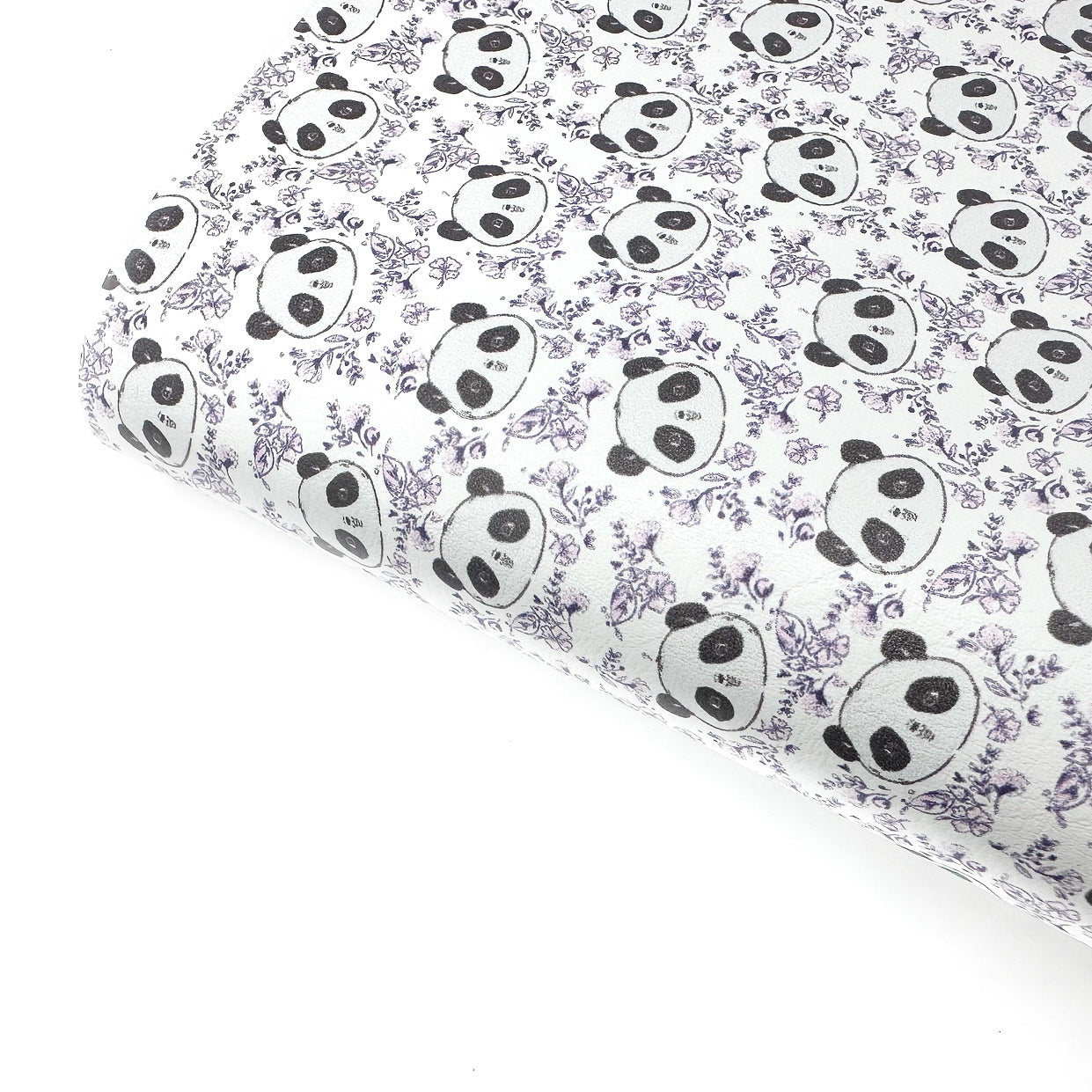 Floral Pandas Premium Faux Leather Fabric Sheets