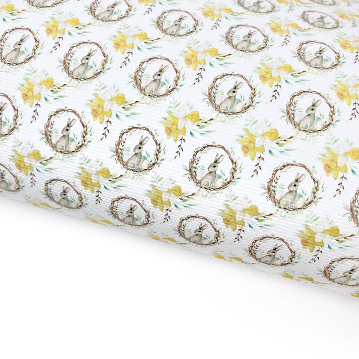 Mini Daffodil Bunny Hop Lux Premium Printed Bow Fabrics