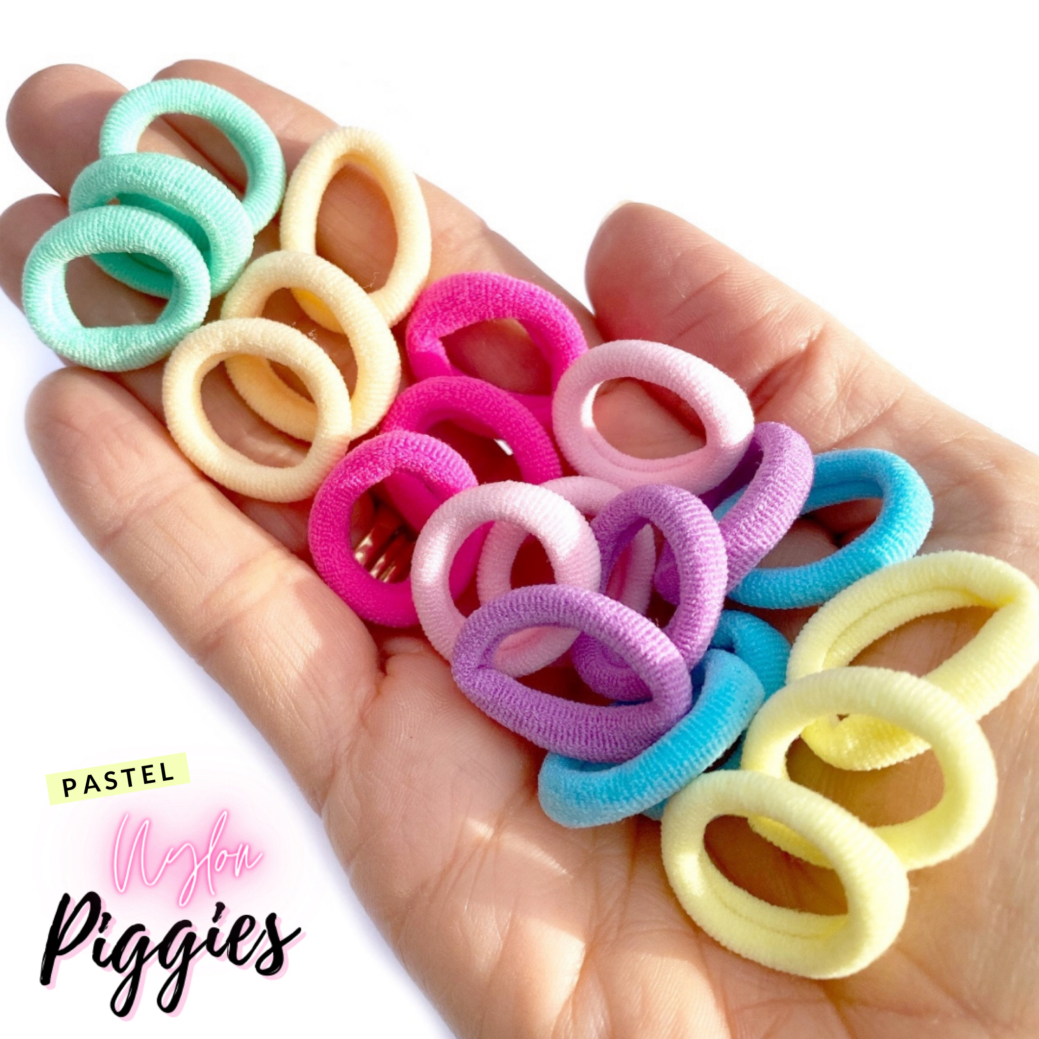 Pastel Nylon Piggies- Soft Bobbles- Pack of 4