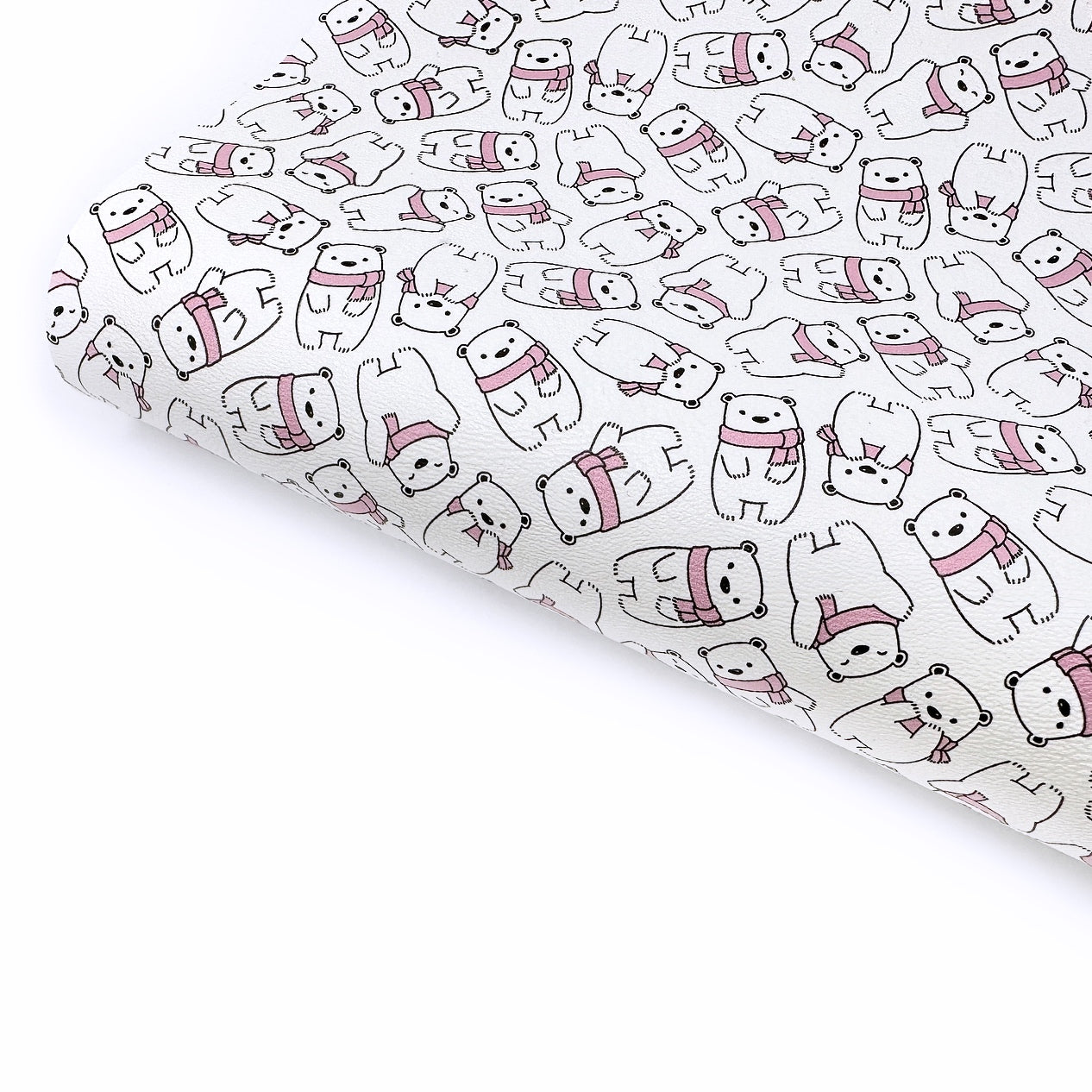 Pink Polar Bears Premium Faux Leather Fabric Sheets