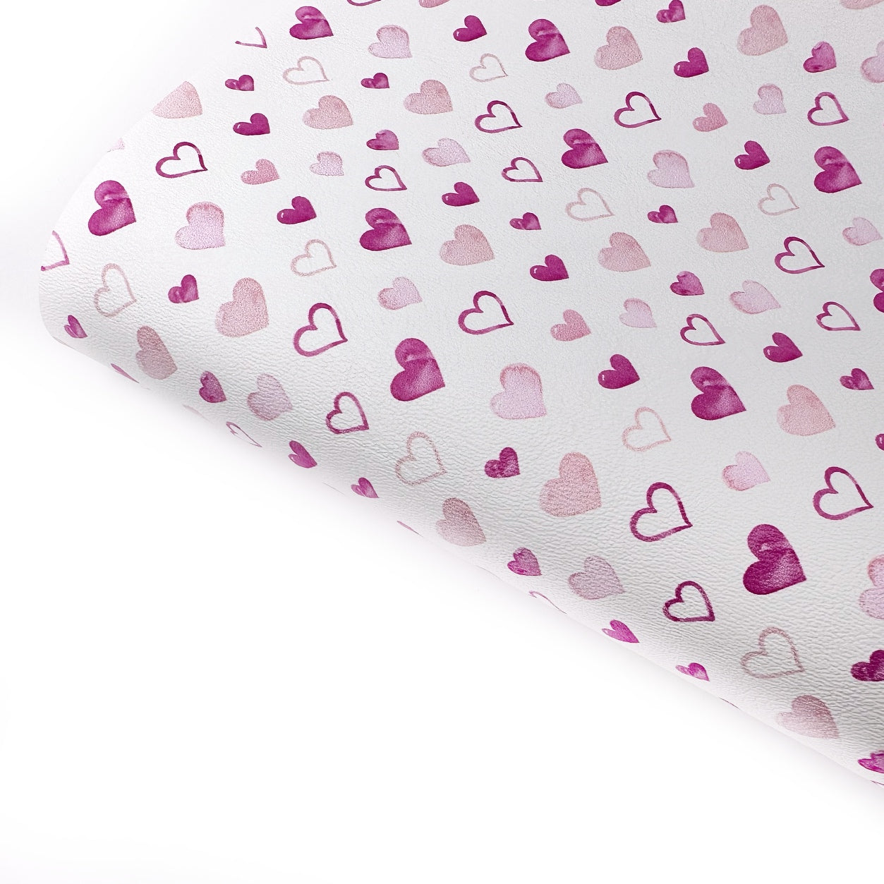 Doodle Pink Hearts Premium Faux Leather Fabric Sheets