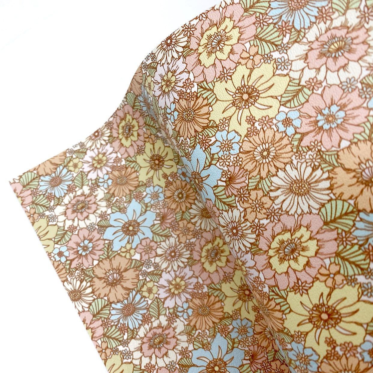 Pretty Pastel Floral Premium Faux Leather Fabric Sheets