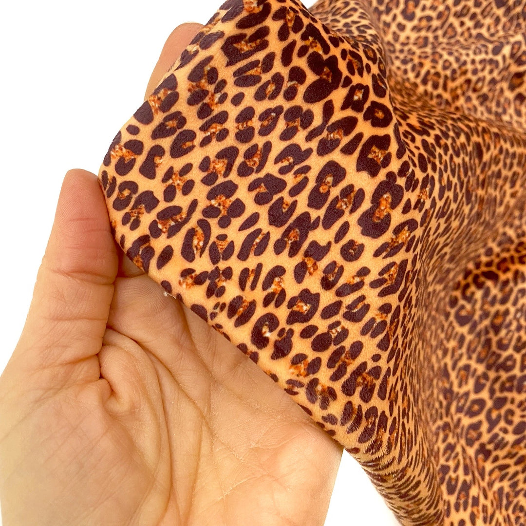 Brown Leopard Velvet Fabric Felt