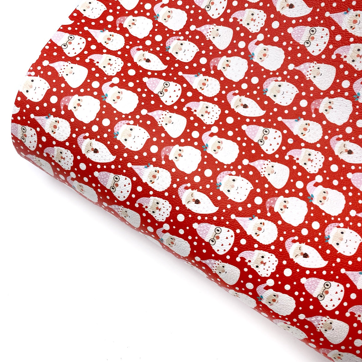 Snowy Santas Premium Faux Leather Fabric Sheets