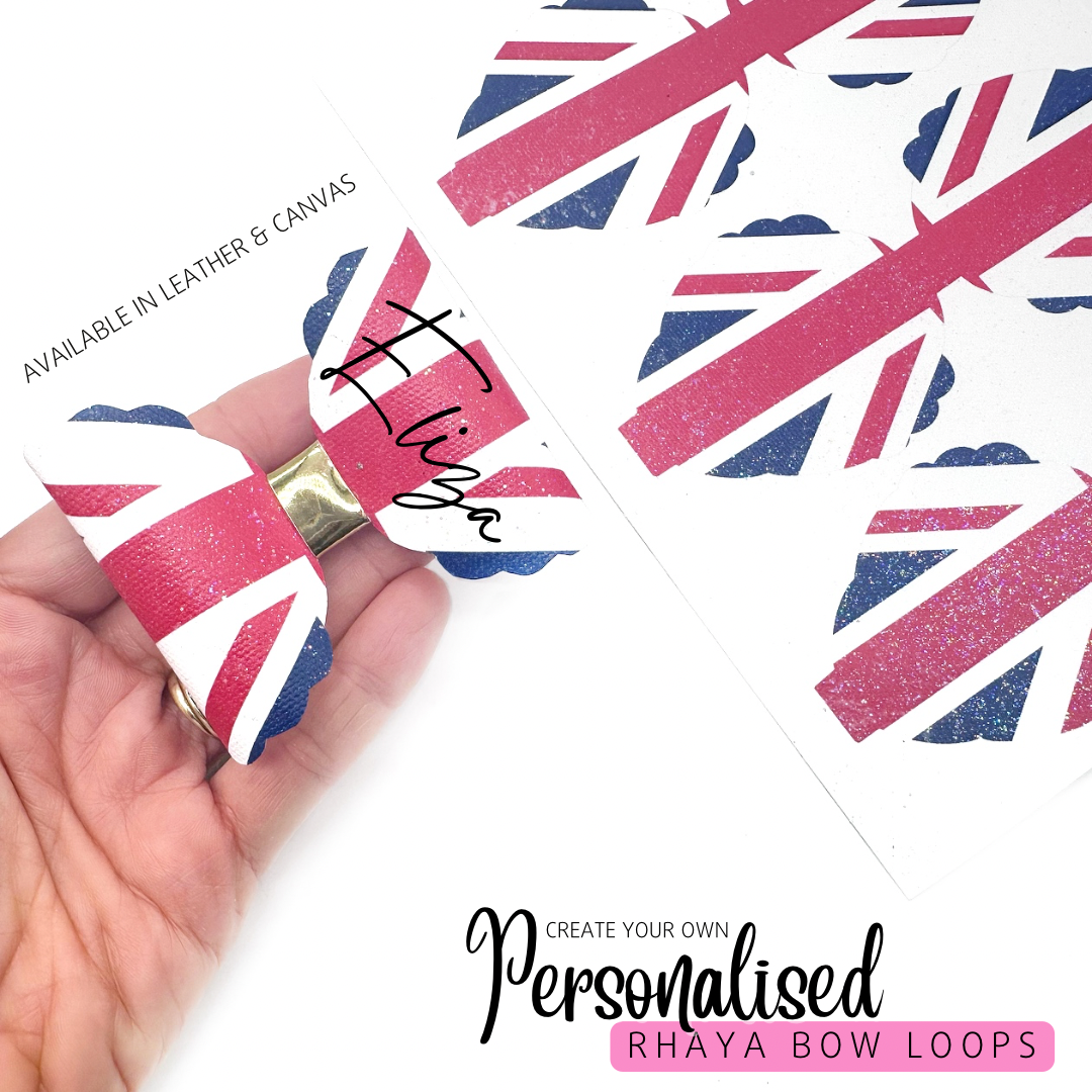 Union Jack 4” Create your own Personalised Rhaya Bow Loops