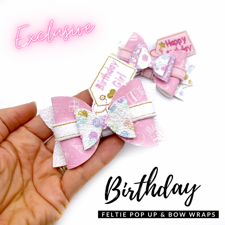 Birthday Present & Tag Bow Wrap Around & Pop up