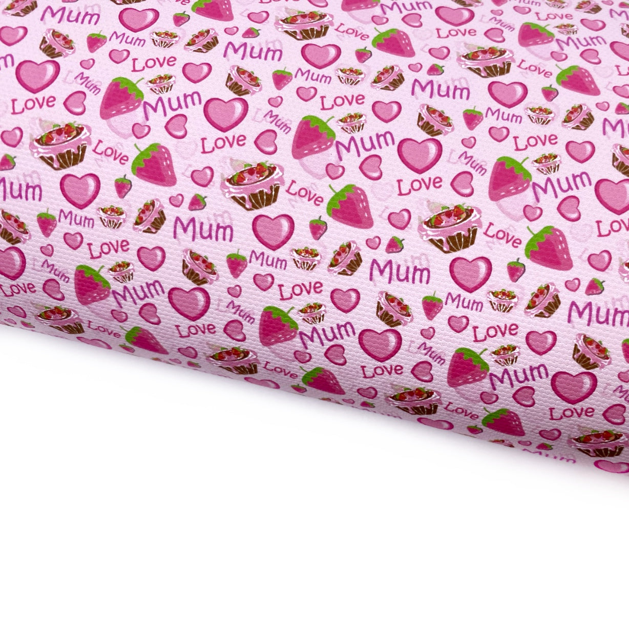 Love Mum Strawberry Delight Lux Premium Printed Bow Fabric
